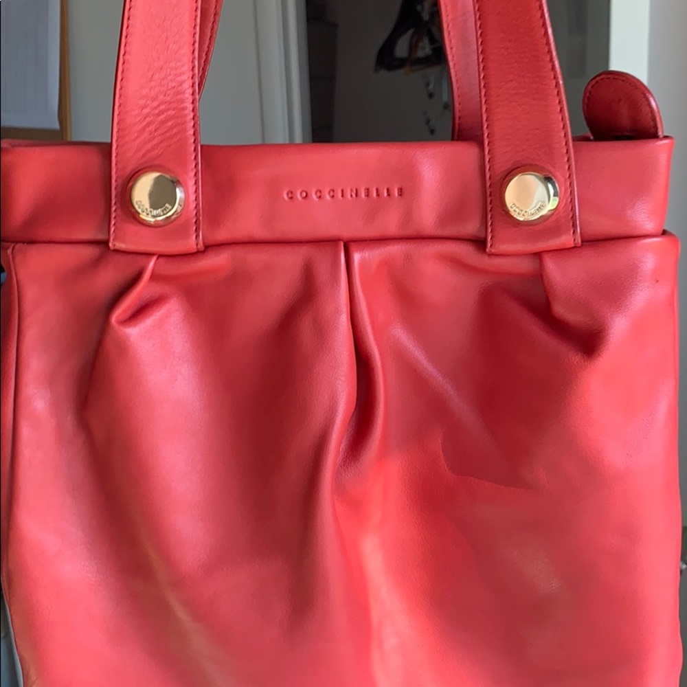 Red leather Italian Coccinelle leather bag